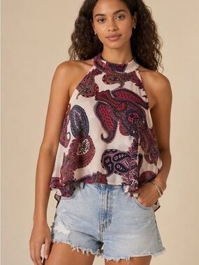 Isle by Melis Kozan Paisley Halter Top Size M